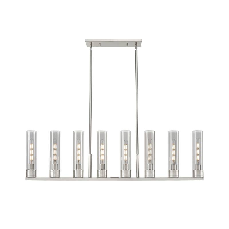 Innovations Lighting Downtown Urban - Boreas - 6 Light 48" Stem Hung Island Light with 11" Shades - Satin Nickel/Light Smoke