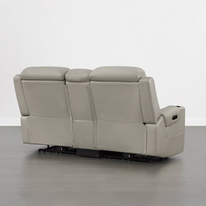 Spruce & Spring Genuine Leather Power Reclining Sofa with Wireless Charging