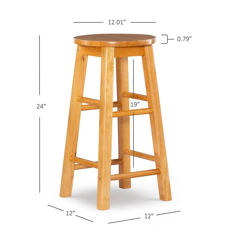 Natural Barstool with Round Seat, 24-Inch