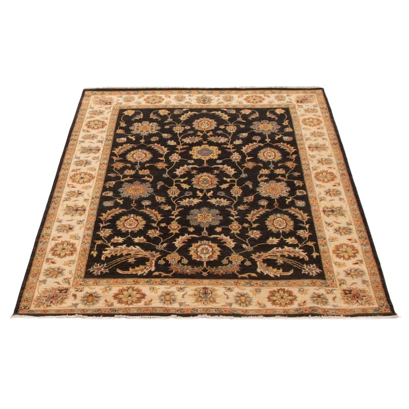 ECARPETGALLERY Hand-knotted Jamshidpour Black Wool Rug - 5' 1" x 6' 11"