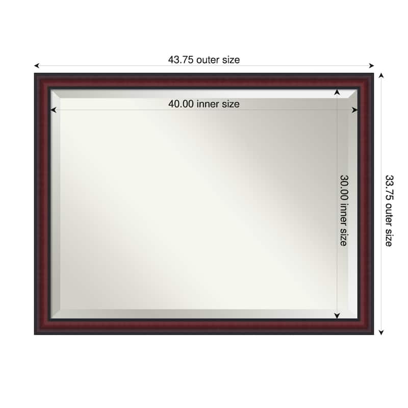 Dalat Beveled Framed Bathroom Vanity Wall Mirror - Dalat Cherry - 44 x 34 in