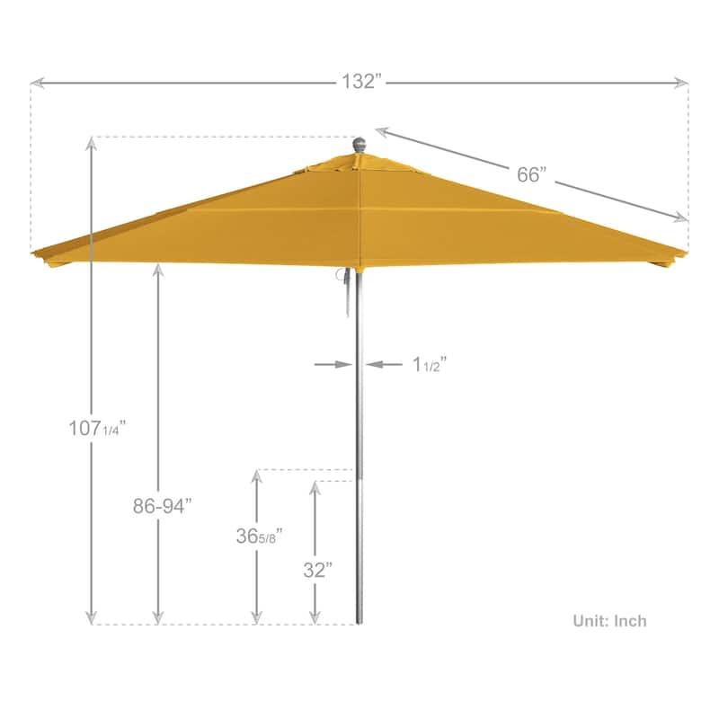 California Umbrella Anodized Silver Finish Aluminum 11-foot Round Outdoor Umbrella