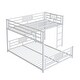 preview thumbnail 13 of 28, Twin over Full Size Metal Bunk Bed Frame with Iron Mesh Decor, L-Shaped Loft Bed with Underneath Platform Bed