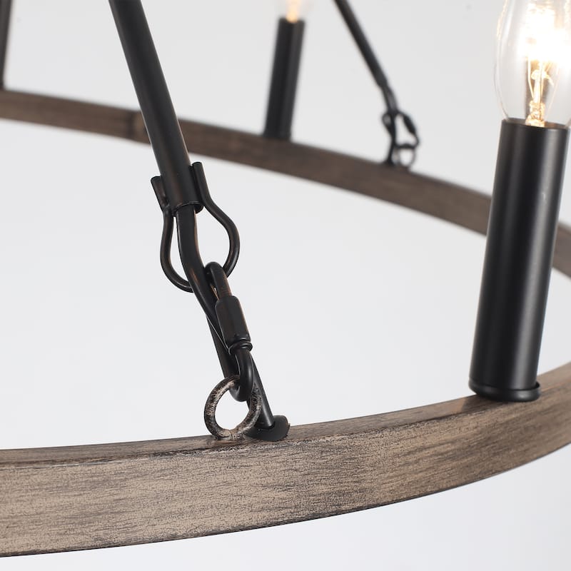12-light Rustic Farmhouse Wagon Wheel Chandelier for Living Room - W37.99" x H90.55" - N/A