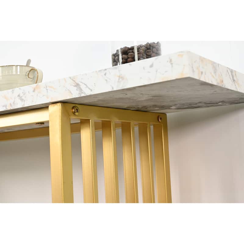 Modern Luxury Gold Metal Frame Console Table, Chic Entryway Table with Storage Shelf for Living Room Decor