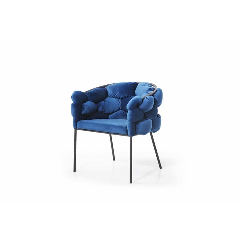 Modrest Debra Modern Blue Velour Dining Chair