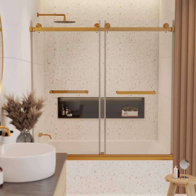 Fine Fixtures 60" Frameless Double Sliding Tub Door - 60" x 66"