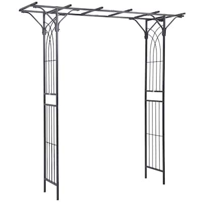 82''Decorative Metal Garden Trellis Arch with Durable Steel Tubing & Elegant Scrollwork, Perfect for Weddings