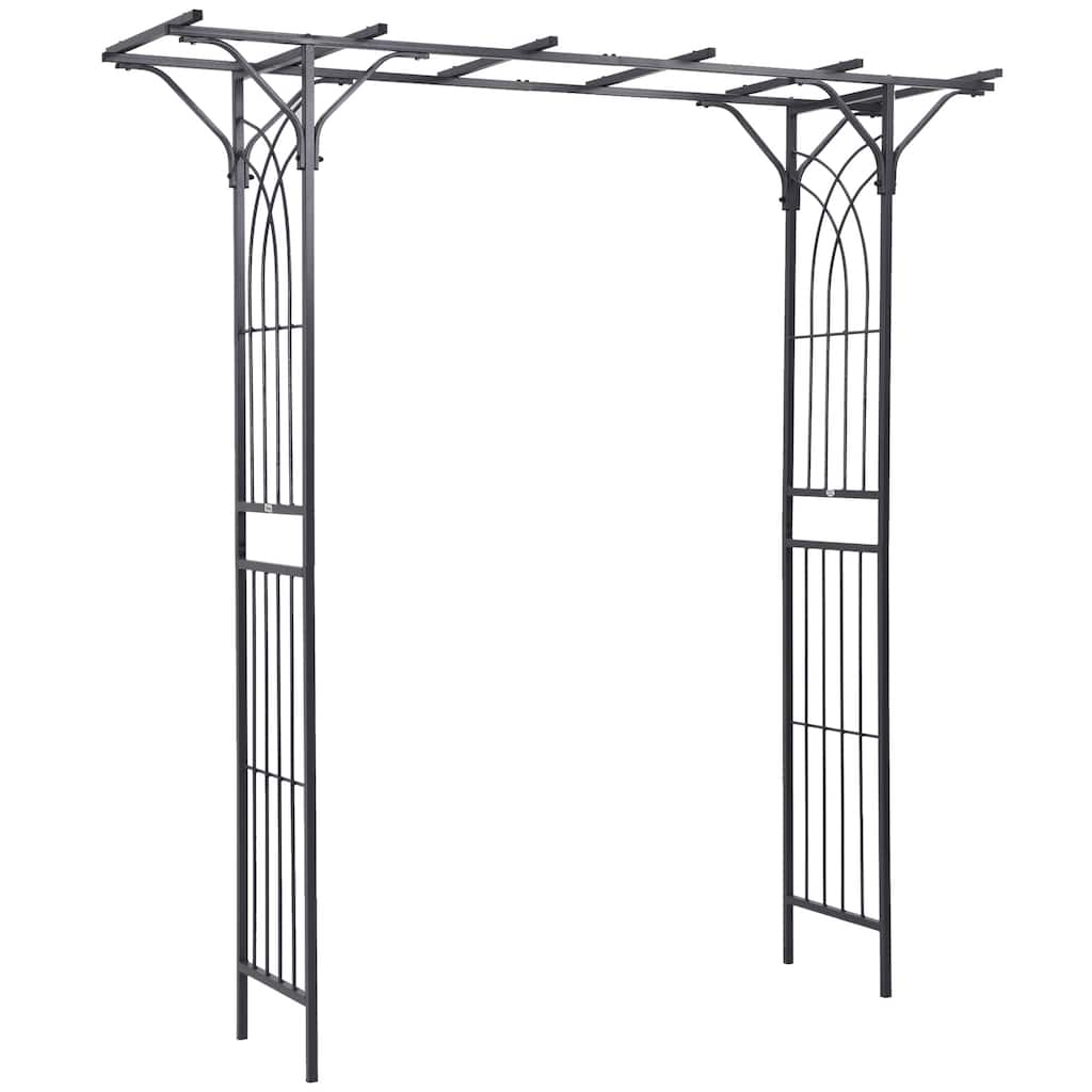 82''Decorative Metal Garden Trellis Arch with Durable Steel Tubing & Elegant Scrollwork, Perfect for Weddings