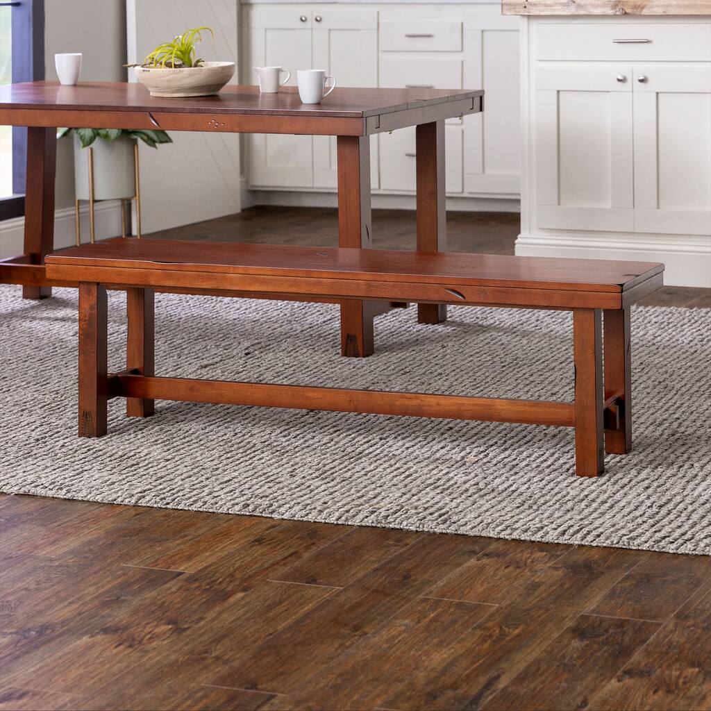 Walker Edison 60-inch Distressed Trestle Dining Bench