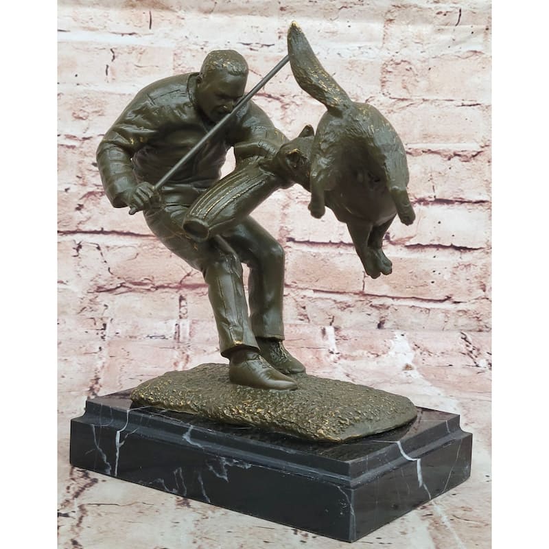 Dog Trainer With Police Dog Bronze Sculpture - Dynamic Canine Training Art