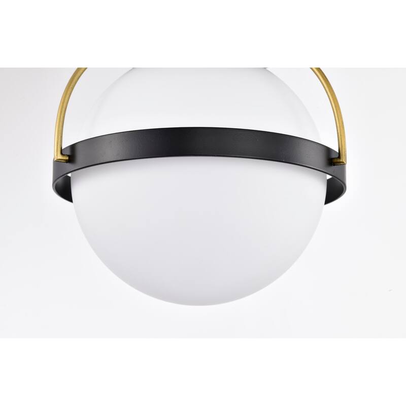 Lakeshore 1 Light Small Flush - Matte Black & Natural Brass Finish - White Opal Glass