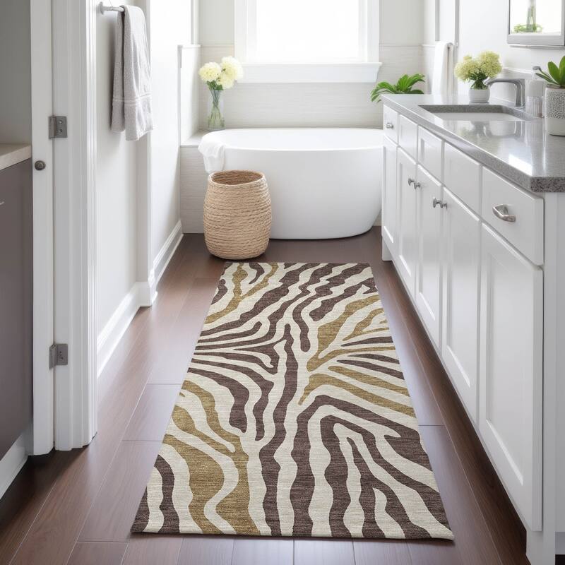 Machine Washable Indoor/ Outdoor Modern Prints Chantille Rug