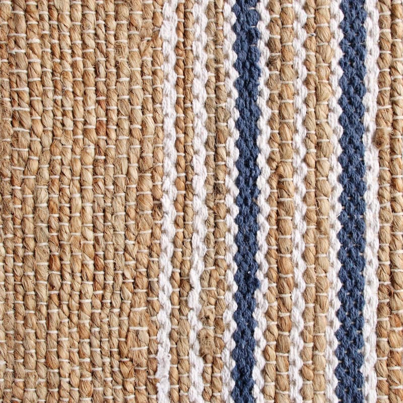 Sevita Contemporary Coastal Striped Handwoven Jute Area Rug