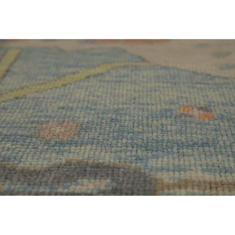Hand Knotted Oriental 100% Wool Carpet Transitional All-Over Navy Blue & Blues Oushak Area Rug - 16' 3'' X 11' 7''