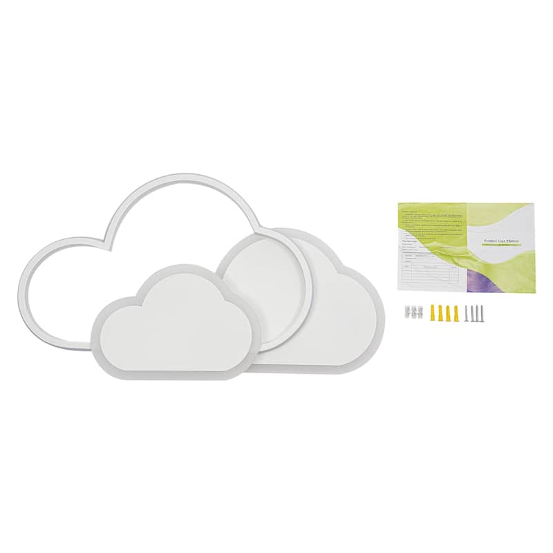 3 Light Color LED Flush Mount Cloud-Shaped Ceiling Light