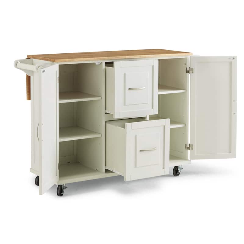 Homestyles Dolly Madison Off-White Wood Kitchen Cart - N/A