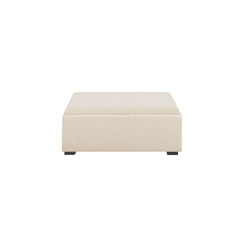 NADAAL STUDIOS Mirelda Ottoman, Flip-Top Upholstered Storage with Walnut-Look Tray Surface, Flecked Oat