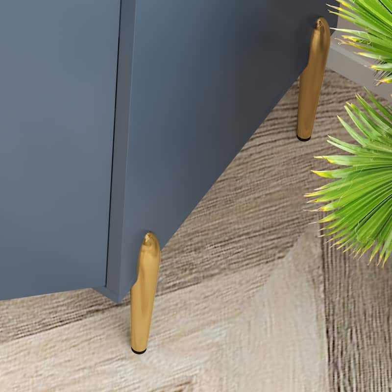 GDFStudio - Marlowe Wood Liquor Buffet Cabinet with Wine Rack and Adjustable Storage Shelf