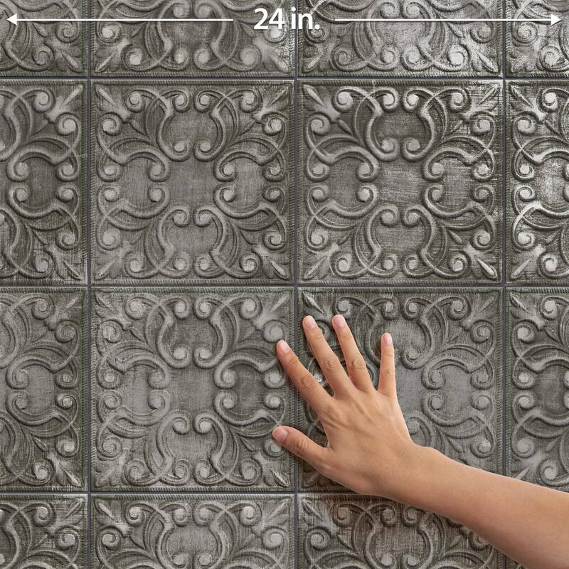 Merola Tile Victorian Tin Iron 17-3/8" x 17-3/8" Porcelain Wall Tile