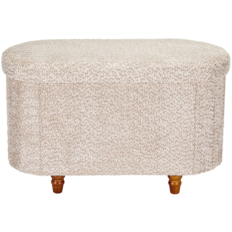 Brown Boucle Storage Ottoman Bench with Hidden Storage and Seat Top