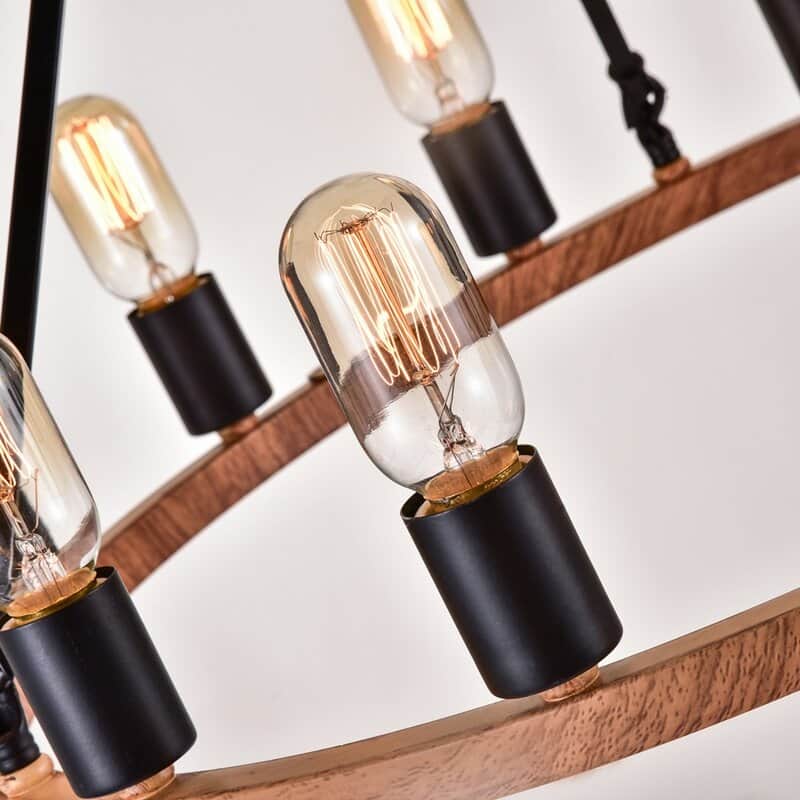 Maxax 12 - Light Unique Wagon Wheel Chandelier with Wrought Iron Accents