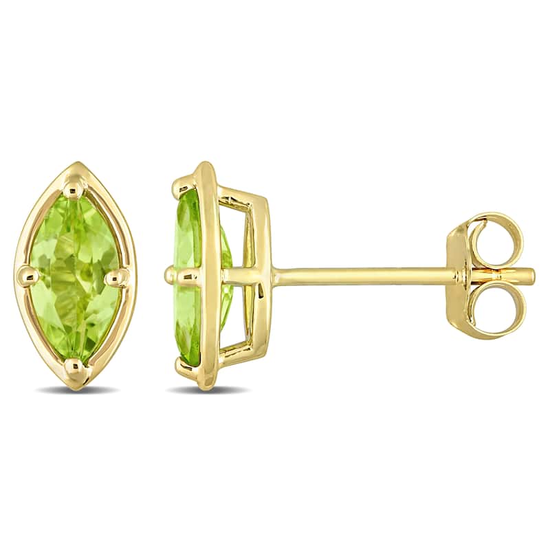 Miadora 14k Yellow Gold Peridot Marquise Stud Earrings