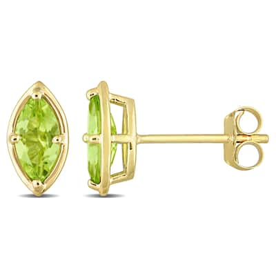 Miadora 14k Yellow Gold Peridot Marquise Stud Earrings