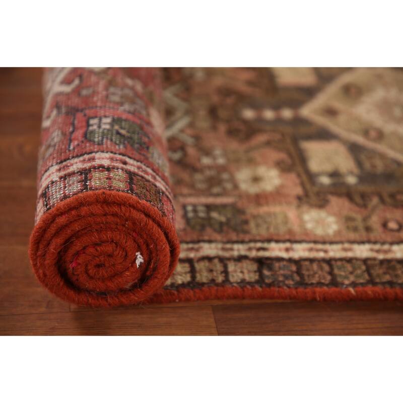 Orange Gharajeh Persian Vintage Runner Rug Handmade Wool Carpet - 1'10"x 7'5"