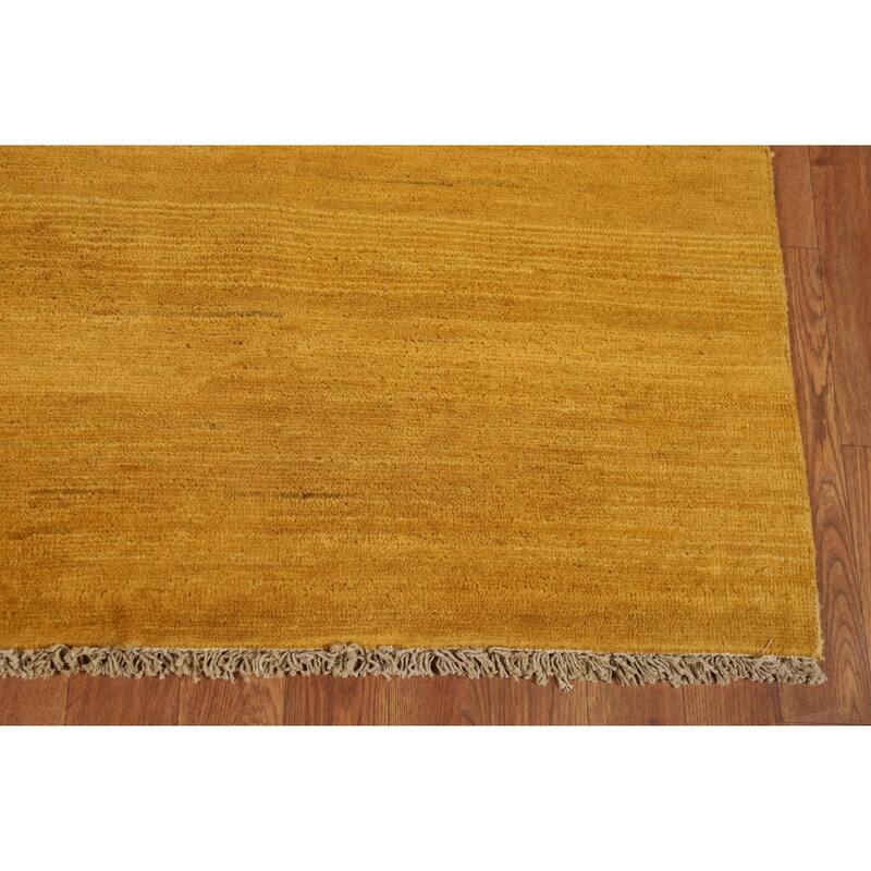 Yellow / Gold Modern Gabbeh Oriental Foyer Rug Handmade Wool Carpet - 3'10"x 4'6"