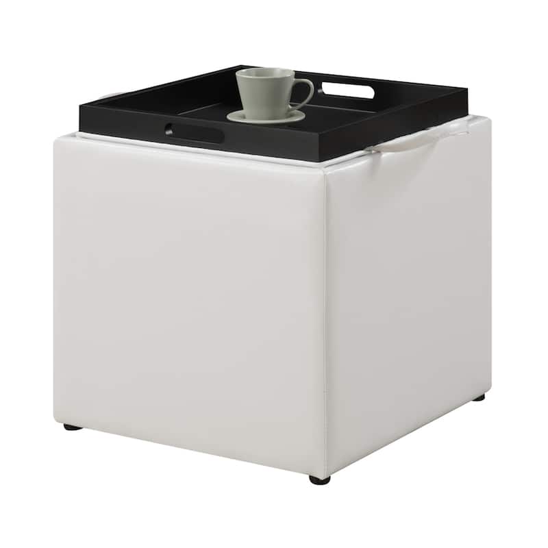 Single Ottoman with Stool - Compact Multi-Purpose Seating and Hidden Storage for Living Room, Bedroom, or Entryway Decor