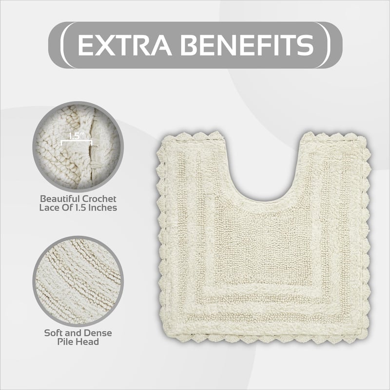 Better Trends Bath Rugs 100% Cotton Soft & Water Absorbent Reversible Tufted Bathroom Rug for Shower, Sink Mats Lilly Crochet