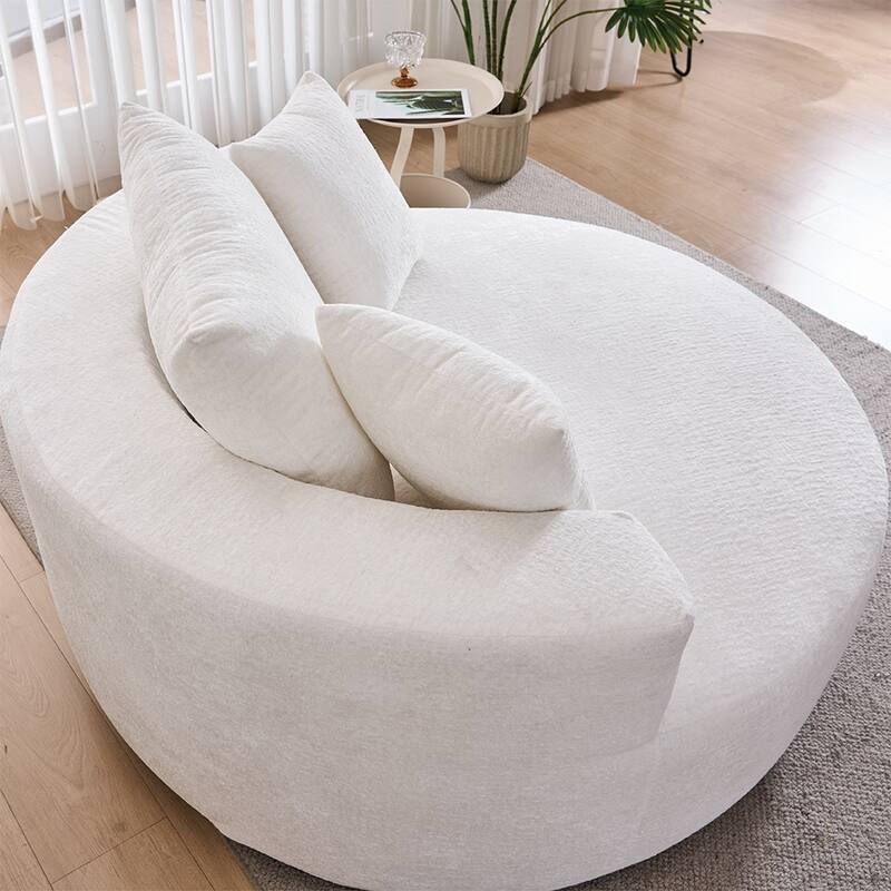 Round Accent Chair, 360 Swivel Chenille Barrel Chair, Fluffy Modern Sleeper For Living Room, Bedroom,Reading Room And Lounge