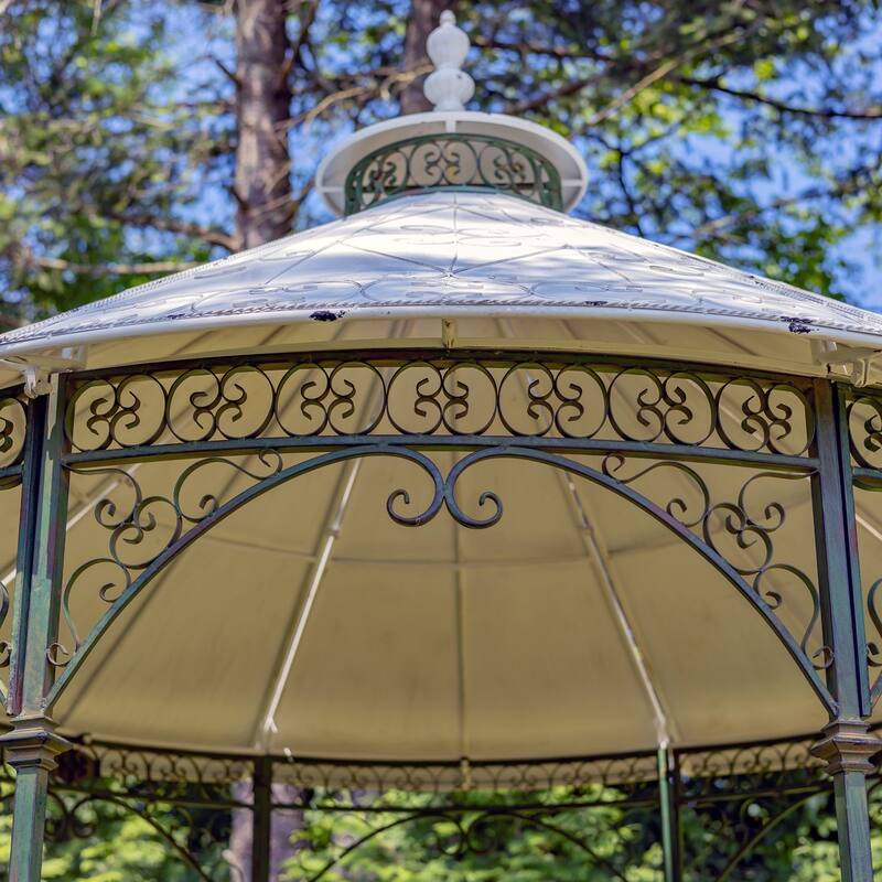 11.25 Foot Tall Round Iron Gazebo with Side Walls