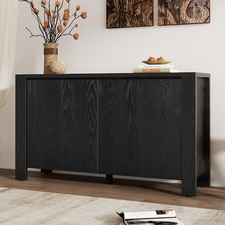 4-Door Sideboard with Distressed Finish and Adjustable Shelves for Dining Room