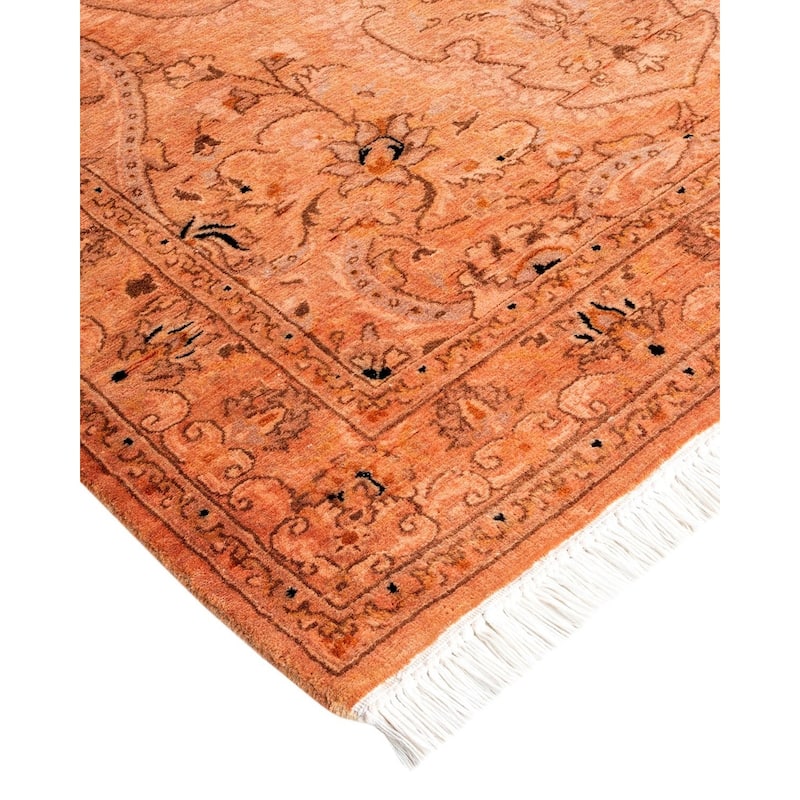 Overton Hand Knotted Wool Vintage Inspired Modern Contemporary Overdyed Pink Area Rug - 3' 1" x 5' 0"