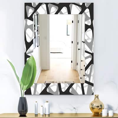 Designart 'Black & White 4' Mid-Century Modern Mirror - Frameless Printed Wall Mirror