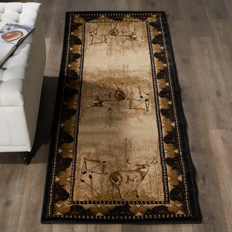 Wildlife Collection Black/Beige Area Rug