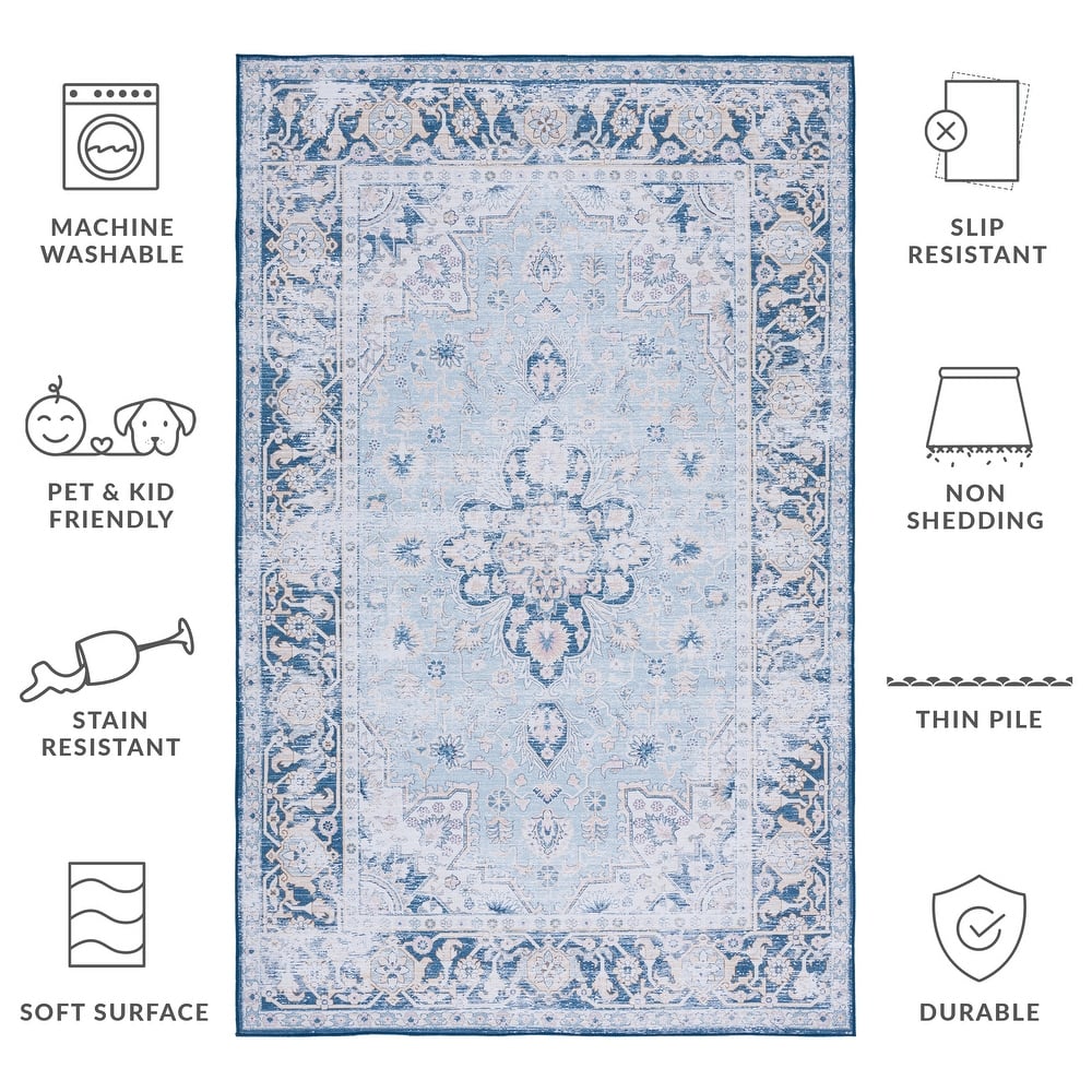 SAFAVIEH Tucson Machine Washable Slip Resistant Emmie Traditional Rug