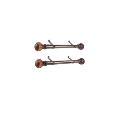 Steel Curtain Rods Set - 12-20 Inch Adjustable Rods with Finials - Drapery Rods for Windows - M