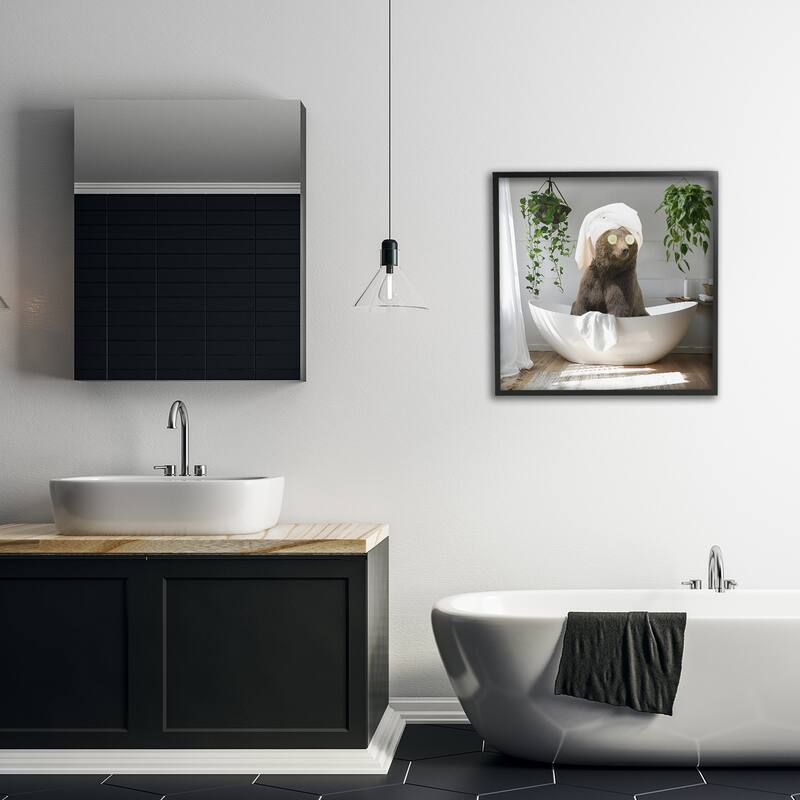 Stupell Bear in Refreshing Spa Bath Framed Giclee Art Design By CAD Designs