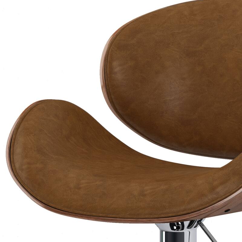 WYNDENHALL Avondale Mid Century Modern Bentwood Adjustable Swivel Bar Stool - 20.9 W x 20.5 D x 45.3 H