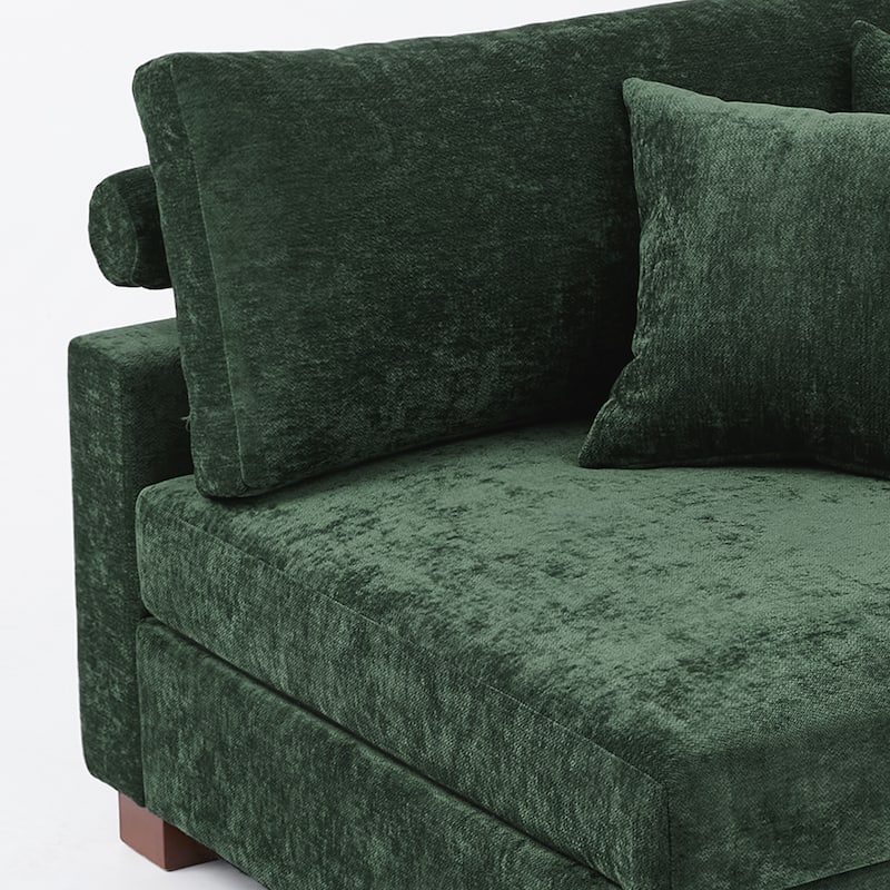 41" W Modern Chenille Corner Arm Accent Chair Sectional Module with Pillows