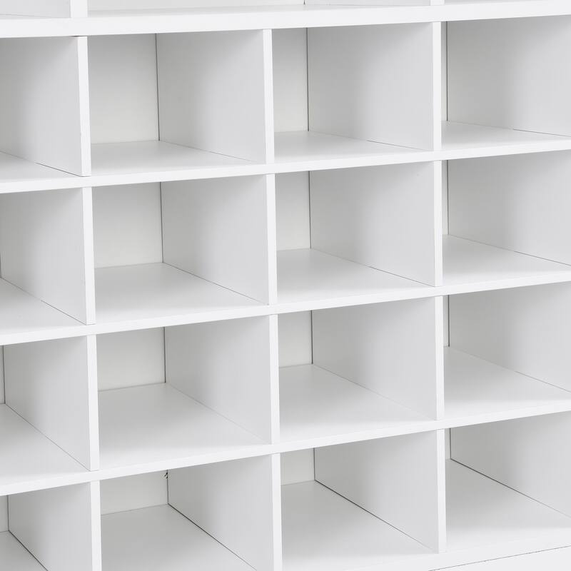 Contemporary Shoe Cabinet with 24 Cubbies & Extra Storage for Hallway or Bedroom