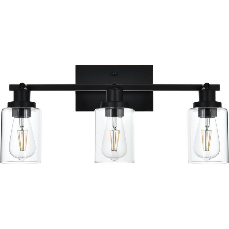 3-Light Track Lighting Kit Bathroom Light Fixtures Matte Black Ceiling Spotlight Fixture, Clear Glass Shade