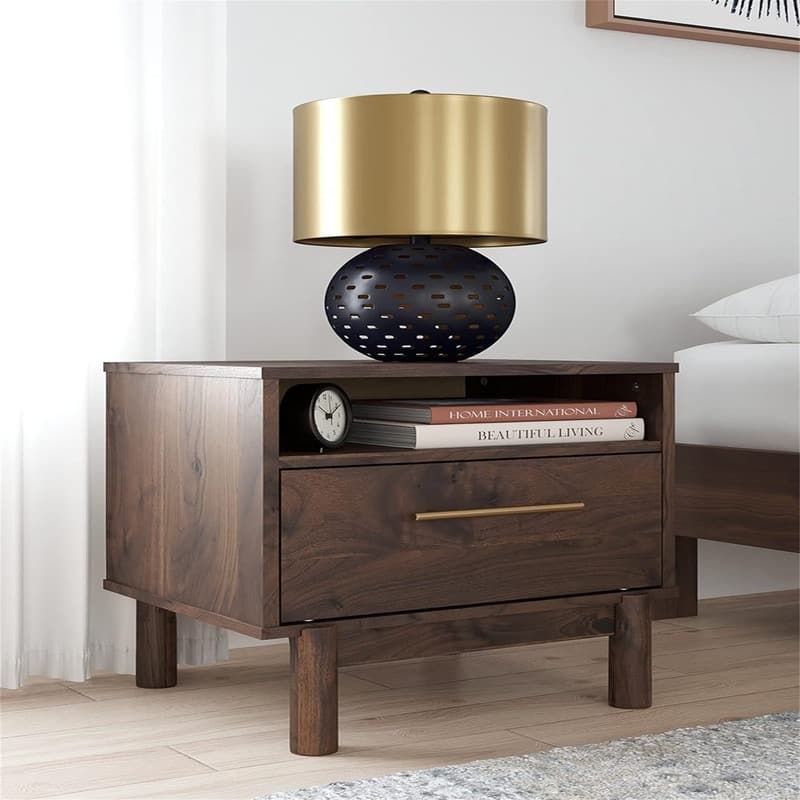 Design by Ashley Calverson Modern 1 Drawer Nightstand Dark Brown
