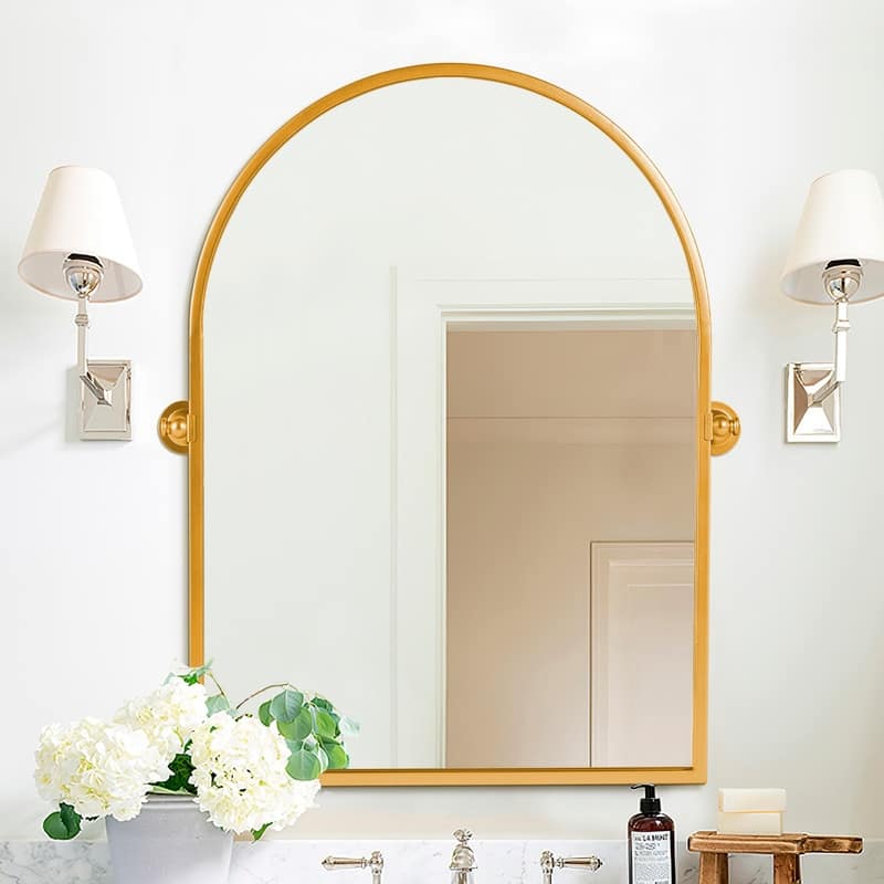 Rectangular Metal Framed Pivoted Bathroom Wall Vanity Mirror Adjustable Wall-Mounted For Modern Wall Decor