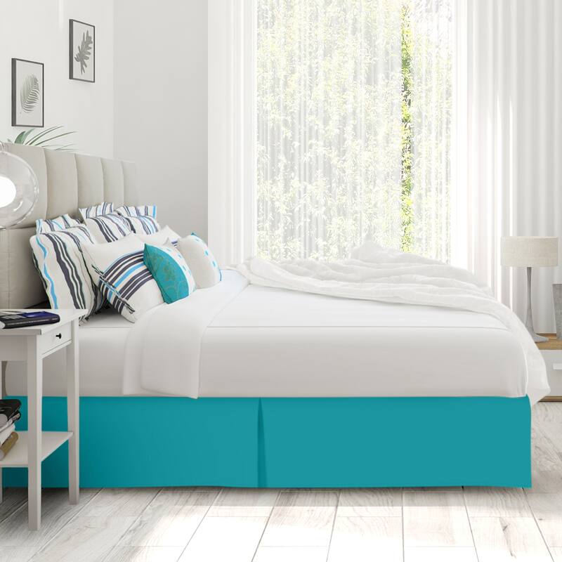 Clara Clark Pleated Bed Skirt-14 inch Tailored Drop - Soft Double Brushed Premium Microfiber Ruffle Bed Skirt - Includes 8 Pins