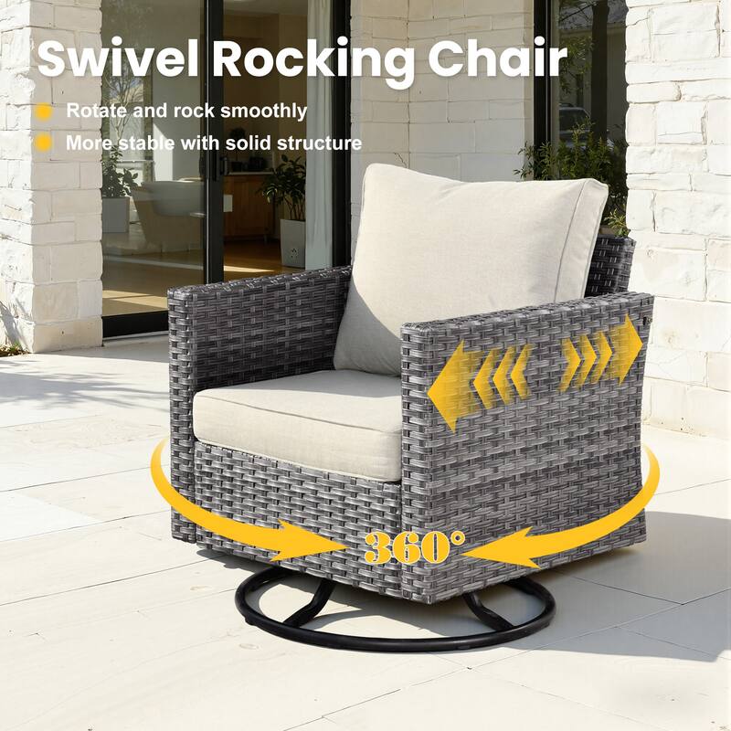 XIZZI 10-Piece Outdoor Furniture Sectional Swivel Chair Set