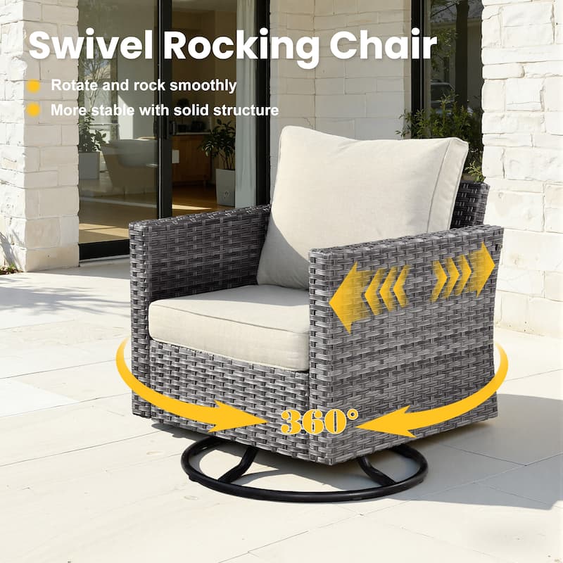 XIZZI 8-piece Patio Outdoor Wicker Furniture Swivel Chair Set